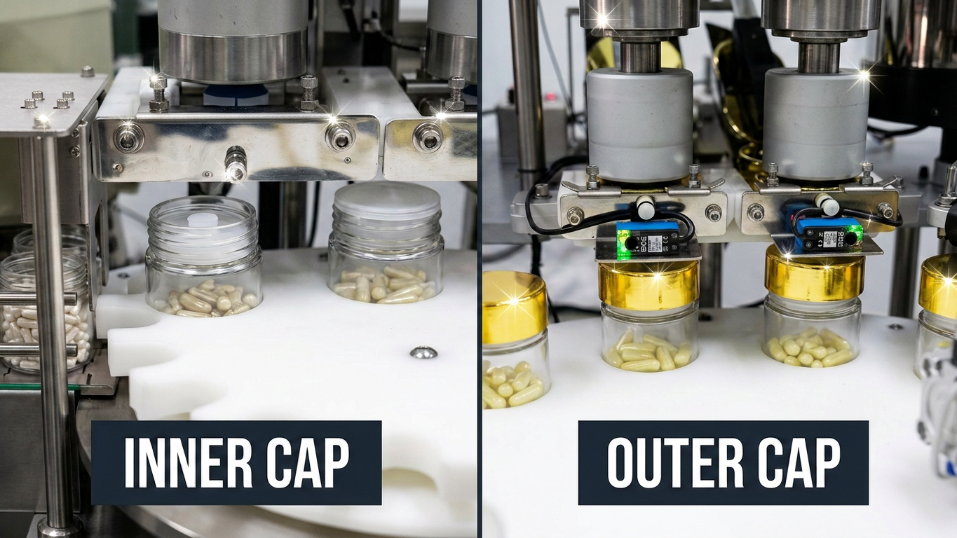 A Double Capping System with Automatic Cap-Feeding Devices